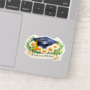 Adesivo Cartão de Graduação Floral Gorro de Graduação Cute