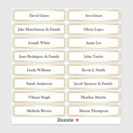 Adesivo Cartão de Local para Nomes de Convidado do ouro