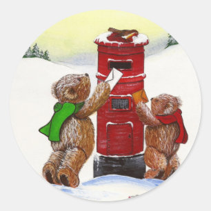Adesivo Cartão de Natal do Urso de Teddy