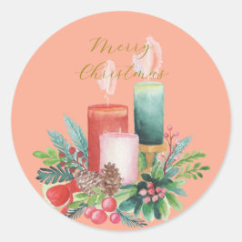 Adesivo Cartão de Natal Elegante com Velas em Aquarela