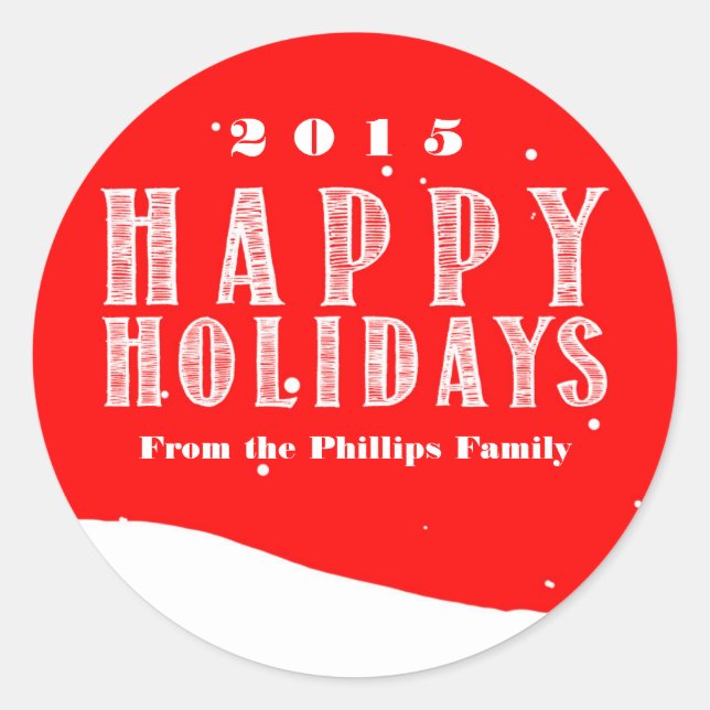 Adesivo Cartão de Natal Red Snowball com Fenda de Neve (Frente)