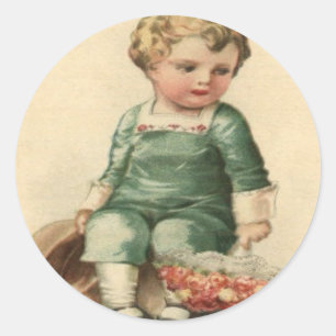 Adesivo Cartão de São Valentim Vintage Retro Fofo Bebê Vit