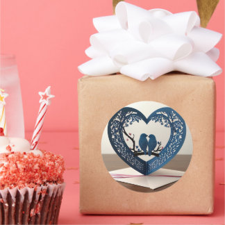 Adesivo Cartão de Saudação 3D em Forma de Coração com Aves