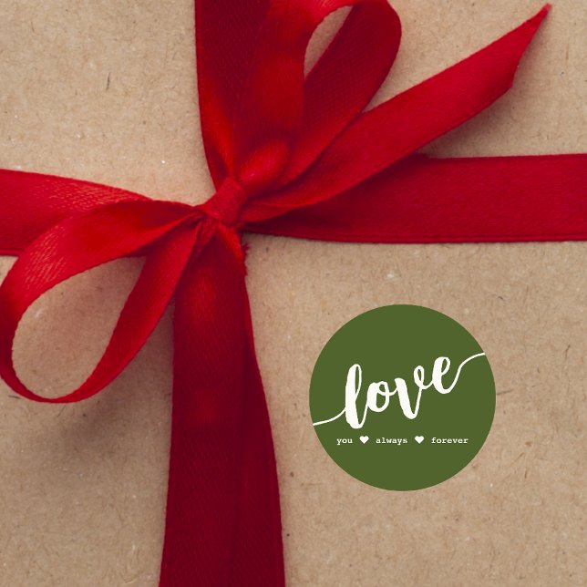 Adesivo Cartão de Script Verde "Love You Always Forever" (Criador carregado)