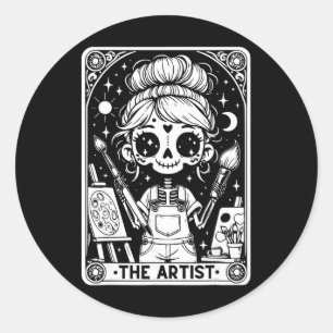 Adesivo Cartão de Tarô de Artista Pintor de Esqueleto Prof