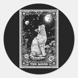 Adesivo Cartão de Tarot de Gato Bruxa Lua Chapéu Halloween