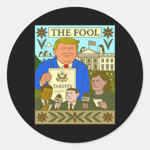 Adesivo Cartão de Tarot de Trump O Louco Impõe Tarifa Sobr