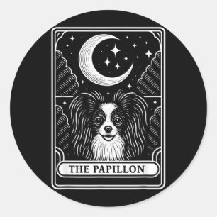 Adesivo Cartão de Tarot Mãe do Cão Papillon Lua Crescente