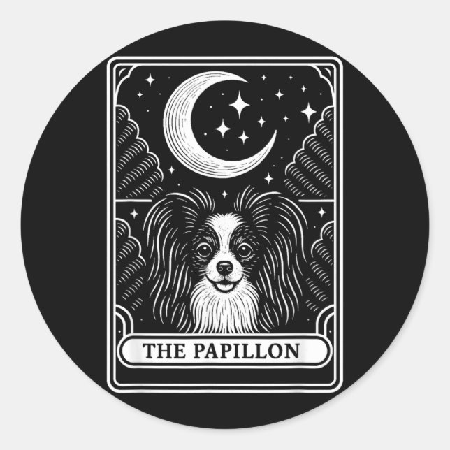 Adesivo Cartão de Tarot Mãe do Cão Papillon Lua Crescente  (Frente)