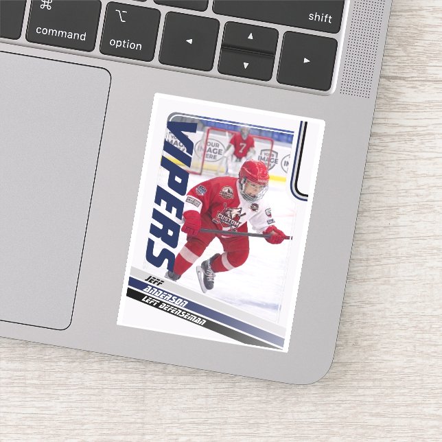 Adesivo Cartão de Troca de Hockey no Gelo Azul (Detalhe)