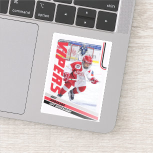 Adesivo Cartão de Troca de Hockey no Gelo Vermelho