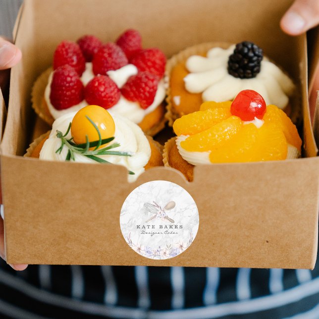 Adesivo Cartão de visita de Aquarelas Florais De Bolo (Criador carregado)