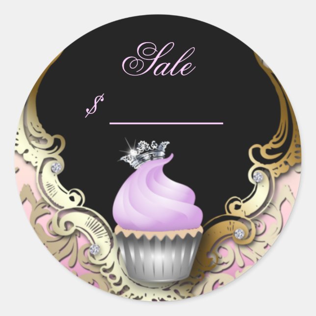 Adesivo Cartão de visita Elegante cupcake preto roxo (Frente)