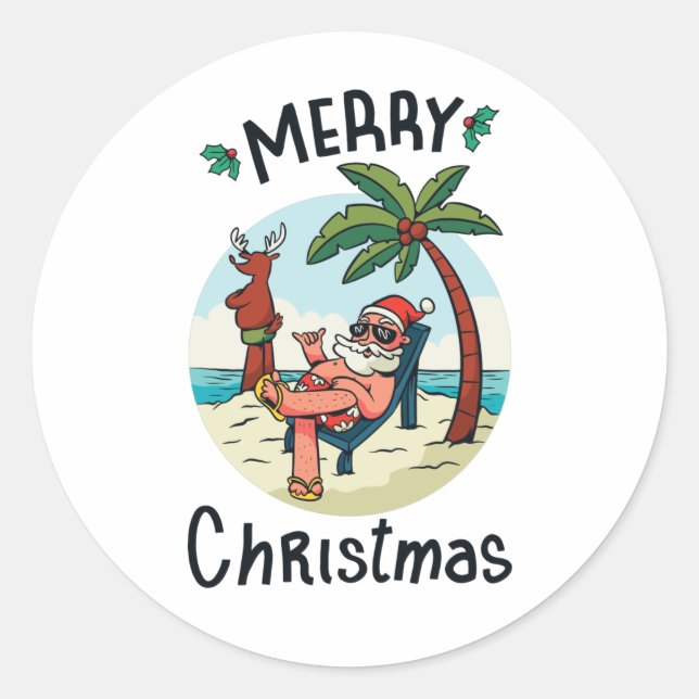 Adesivo Cartão-postal prateado de Natal em julho (Frente)