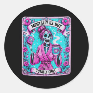 Adesivo Cartão Tarot De Café Skeleton Mentalmente Doente M