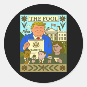 Adesivo Cartão Tarot de Trump O Louco Impõe Tarifa Sobre P