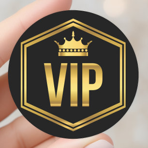 Adesivo Cartão VIP de Coroa Dourada e Preta