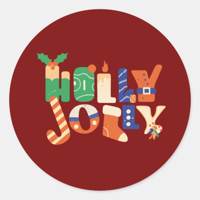 Adesivo Cartas de Doces de Natal Holly Jolly (Frente)