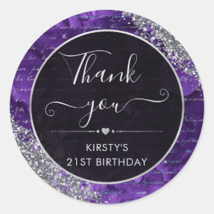 Adesivo Cartas de Sereia de Glitter Roxo Aniversário