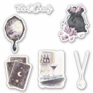 Adesivo Cartas de Tarot da Lua Roxa Estrelas