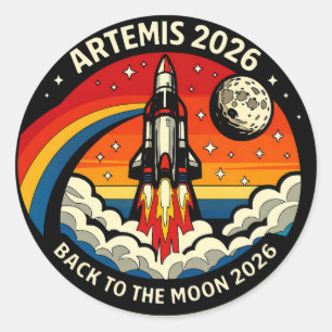 Adesivo Cartaz da Missão Artemis II à Lua 2026   Foguete d