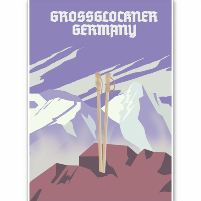 Adesivo Cartaz da montanha Grossglockner Alemanha. (Frente)