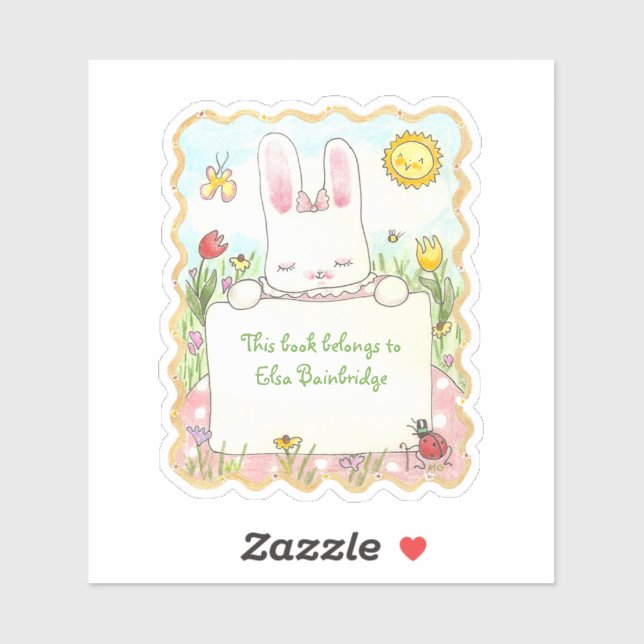 Adesivo Cartaz de coelho rosa retangular (Folha)