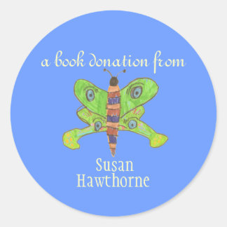 Adesivo Cartaz de doação de livros - borboleta