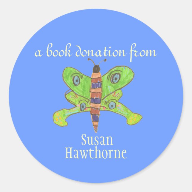 Adesivo Cartaz de doação de livros - borboleta (Frente)