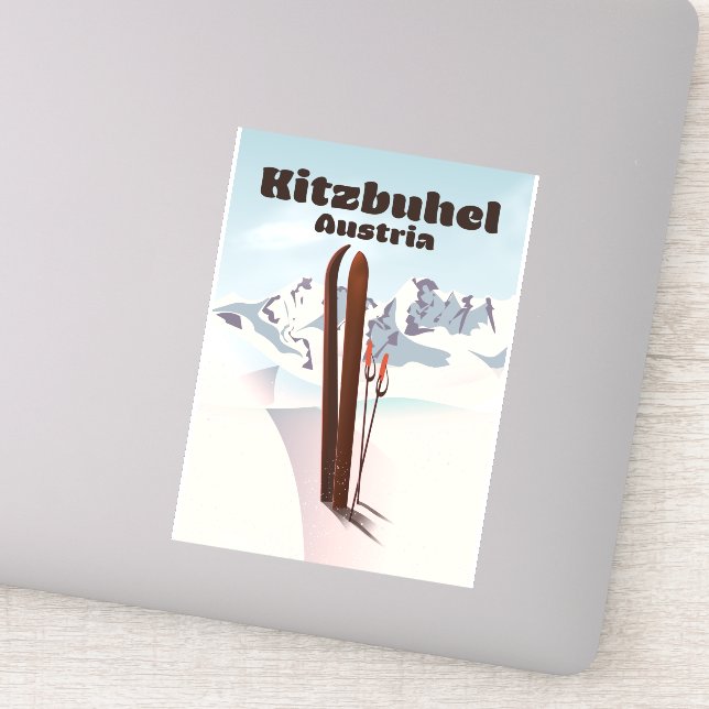 Adesivo cartaz de esqui austríaco kitzbuhel (Detalhe)