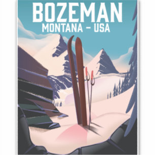 Adesivo Cartaz de esqui Bozeman Montana