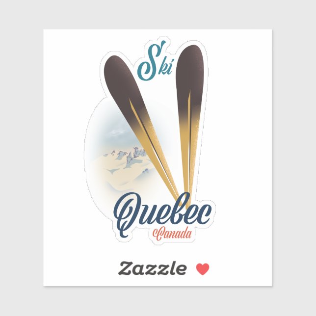 Adesivo cartaz de esqui Quebec Canadá (Folha)