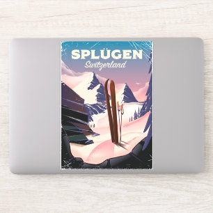 Adesivo cartaz de esqui splügen Suíça