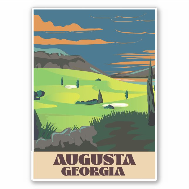 Adesivo cartaz de golfe de Augusta Geórgia (Frente)