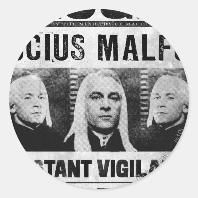 Adesivo Cartaz de Procurado de Lucius Malfoy (Frente)