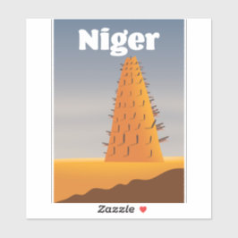 Adesivo cartaz de viagem da Mesquita Agadez Níger