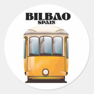 Adesivo Cartaz de viagem de bonde Bilbao Espanha Botão