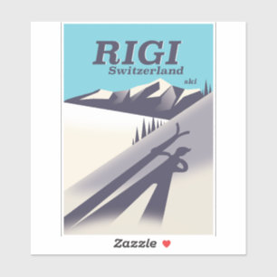 Adesivo Cartaz de viagem de esqui Rigi Suíça