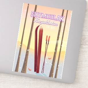 Adesivo Cartaz de viagem de esqui Shymbulak Cazaquistão
