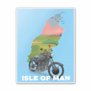Adesivo Cartaz de viagem de moto da Ilha de Man