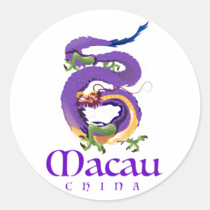 Adesivo Cartaz de viagem do dragão de Macau China.