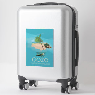 Adesivo Cartaz de viagem do mapa de Gozo, arquipélago malt