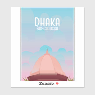 Adesivo Cartaz de viagem estilo vintage de Dhaka Banglades