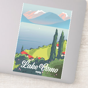 Adesivo Cartaz de viagem estilo vintage Lago de Como Itáli