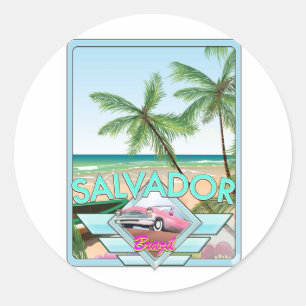 Adesivo Cartaz de viagem estilo vintage Salvador Brasil.