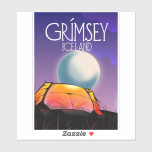 Adesivo cartaz de viagem Grímsey Islândia