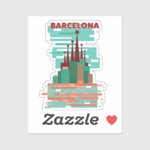 Adesivo Cartaz de viagem retrô de Barcelona