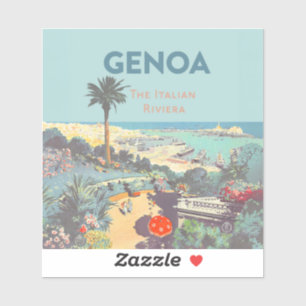 Adesivo Cartaz de Viagem Vintage de Gênova Riviera Italian