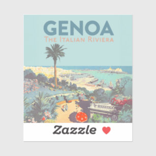 Adesivo Cartaz de Viagem Vintage de Gênova Riviera Italian