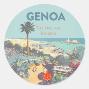 Adesivo Cartaz de Viagem Vintage Gênova Riviera Italiana 1